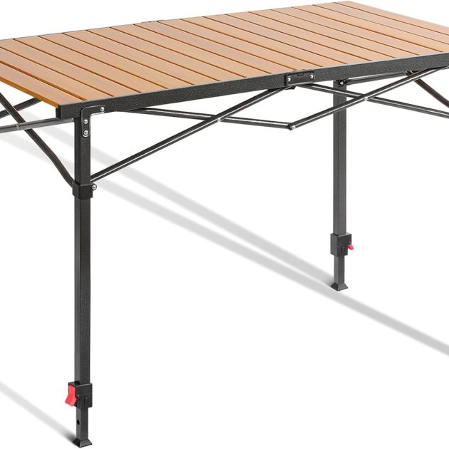 Adjustable Height Aluminum Roll-Up Camp Table with Bag