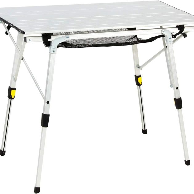Silver Aluminum Roll-Up Picnic Table with Mesh