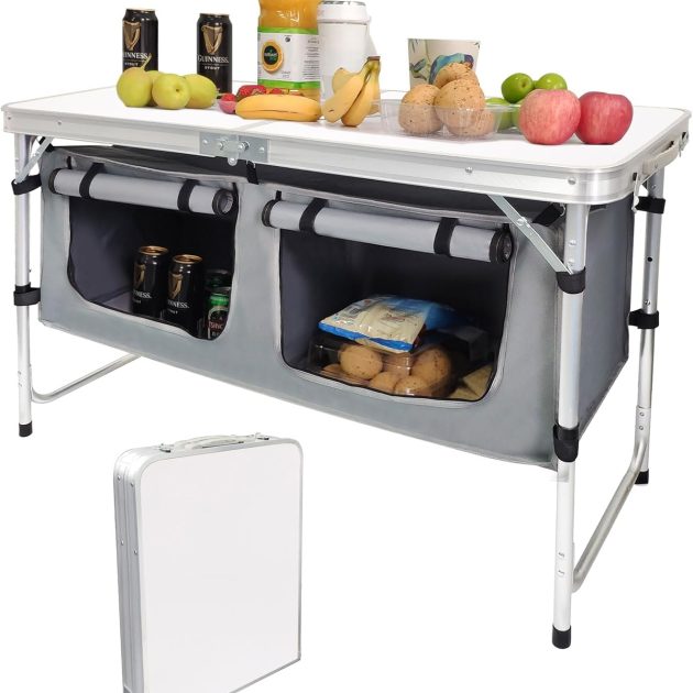 Aluminum Folding Camping Table with Adjustable Legs
