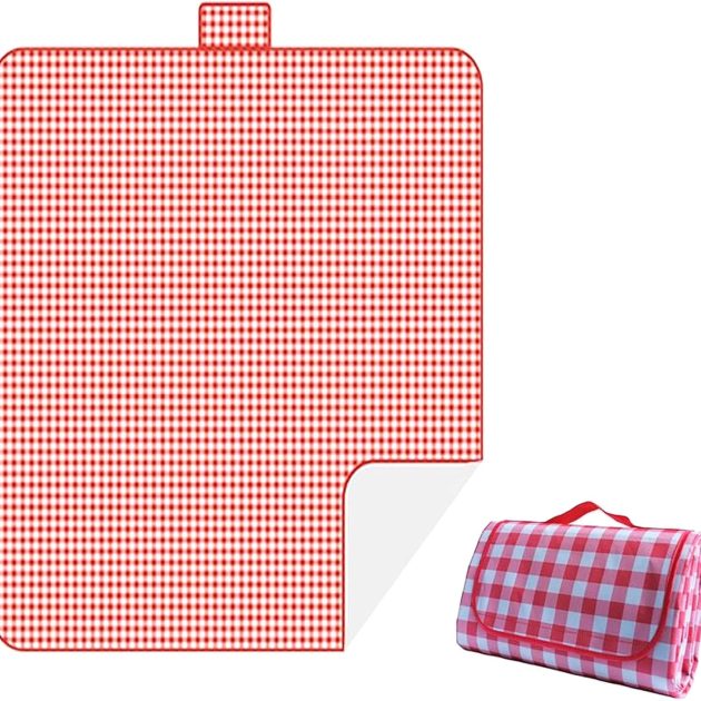 Large Red Waterproof Foldable Camping Blanket