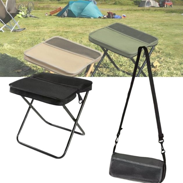 Black Camping Stool with Shoulder Strap