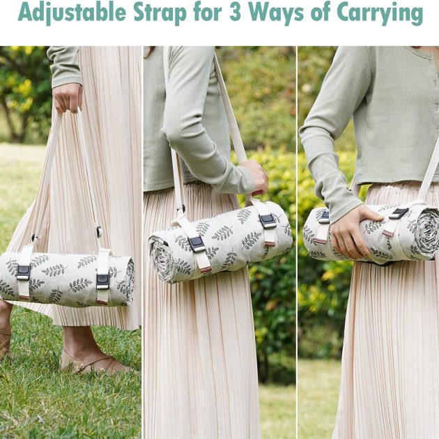 Washable Sand-Free Picnic Blanket with Strap