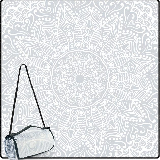 Gray Floral 80x80 Waterproof Picnic Blanket